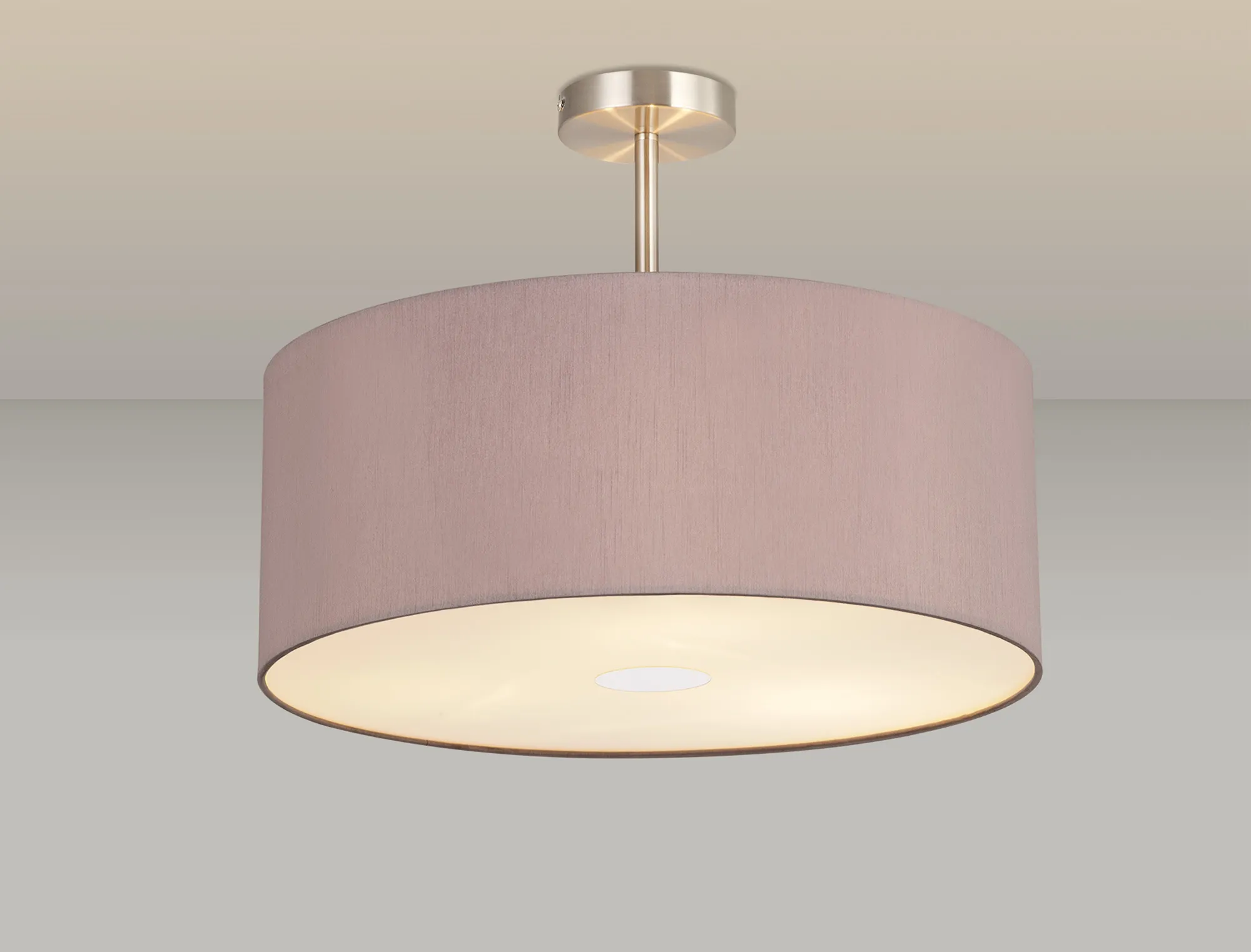 Baymont 50cm Semi Flush 3 Light Satin Nickel, Taupe/Halo Gold, Frosted Diffuser DK0427  Deco Baymont SN TA